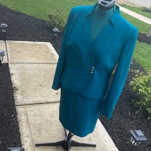 Turquoise Cotton Skirt Suit